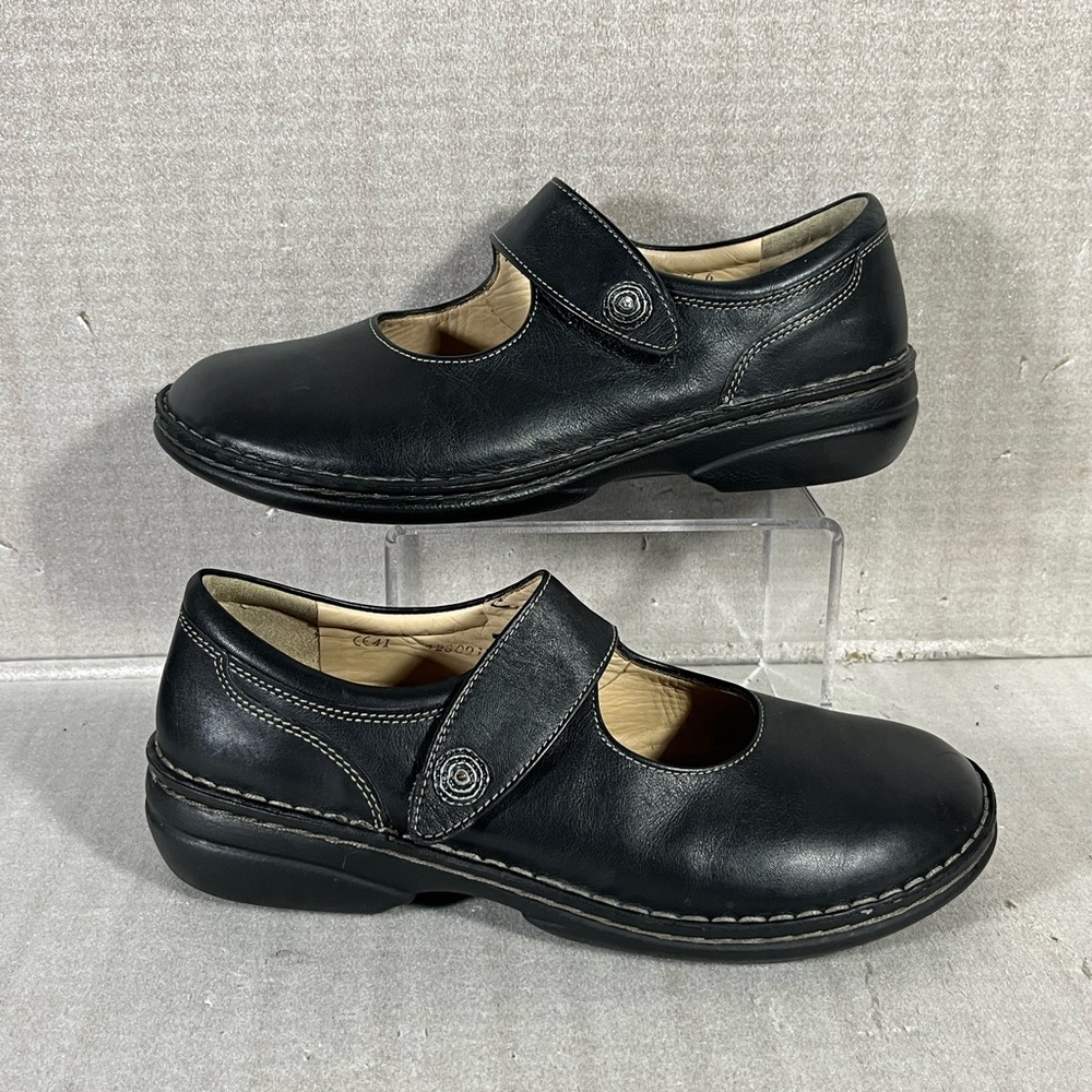 Finn Comfort Laval Mary Jane Black Leather Comfort Shoes Sz EUR 41/US 9